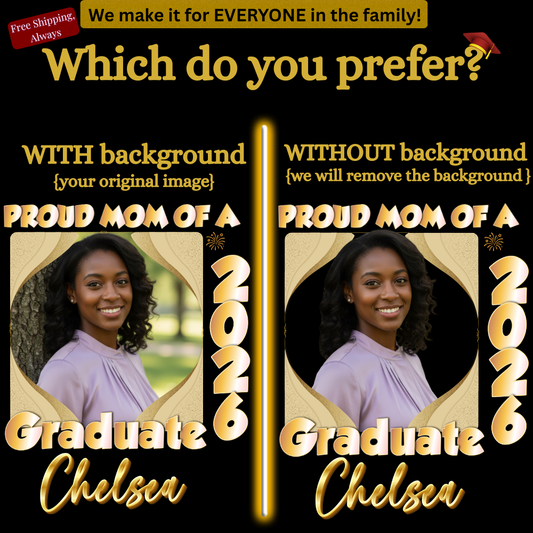 Proud Mom(Dad, Sister, Aunt) of a Graduate Hollywood GOLD Shirt | Personalized Photo Tee | Class of 2026 Unisex Cotton Tee