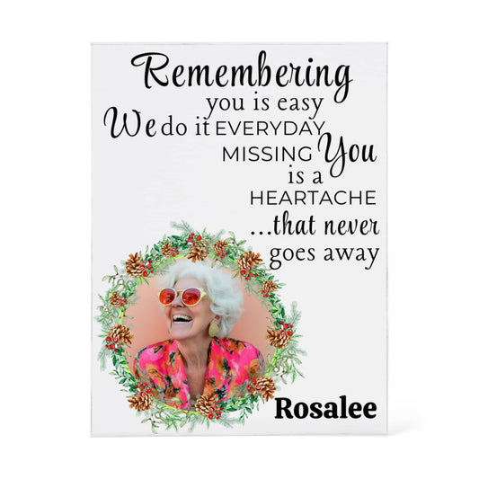 Personalized Christmas Memorial Photo Acrylic Block 5.25" x 7" Holiday Remembrance Gift