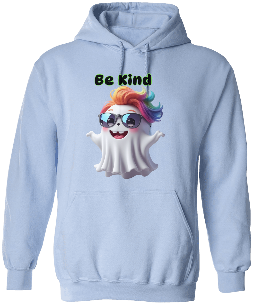 Be Kind Rainbow Ghost Hoodie  – Love, Respect & Good Vibes Unisex Heavy Blend Hooded Sweatshirt