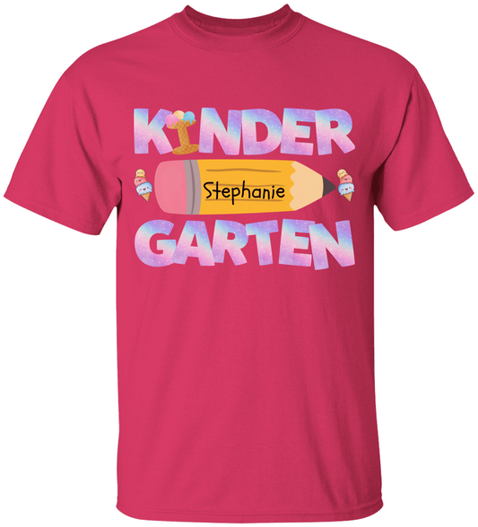 Personalized Kindergarten Tshirt |Ice Cream with Pastel Letters Design | T-Shirt-2