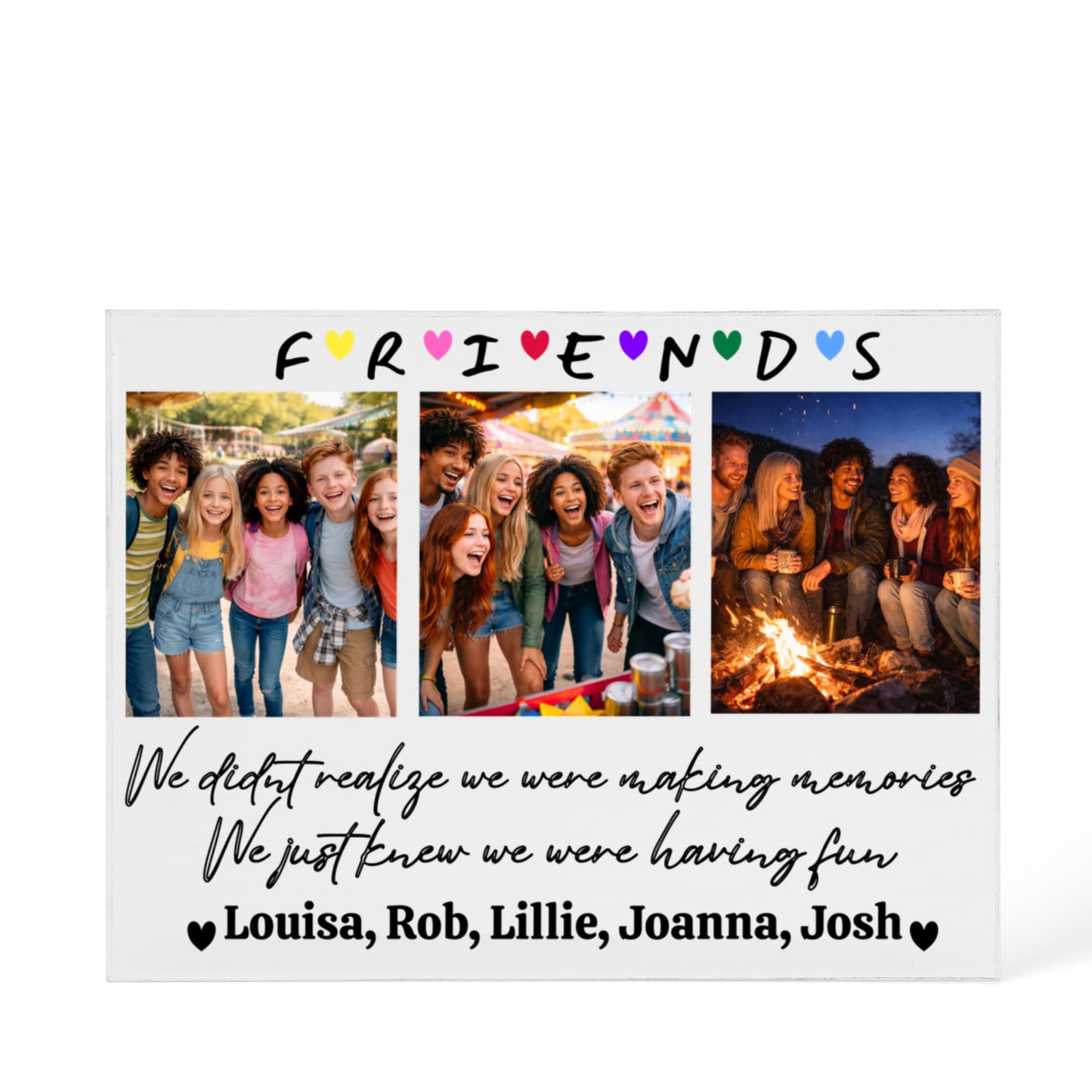 FRIENDS Forever - Personalized 3-Photo Acrylic Block Keepsake