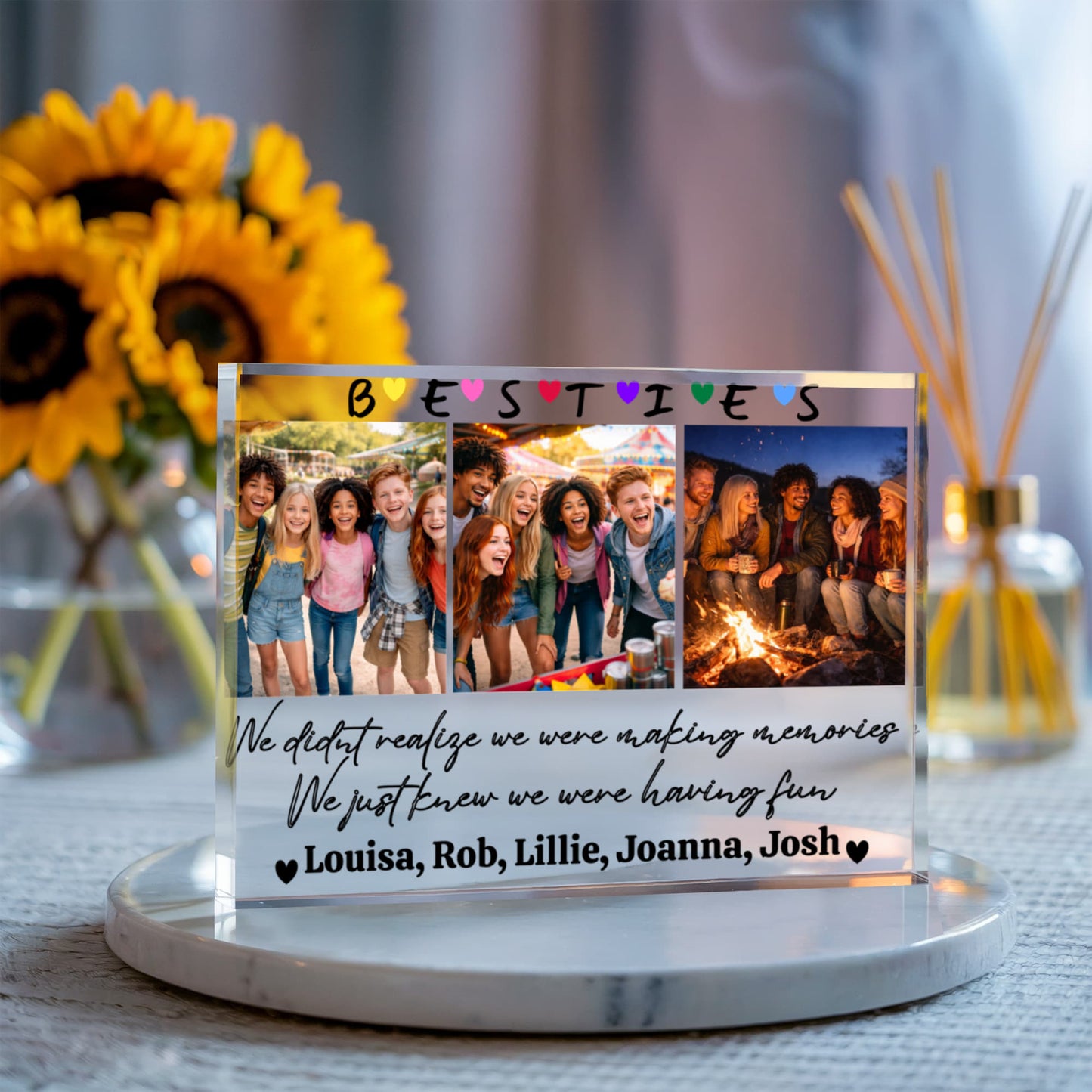 BESTIES Forever - Personalized 3-Photo Acrylic Block Keepsake