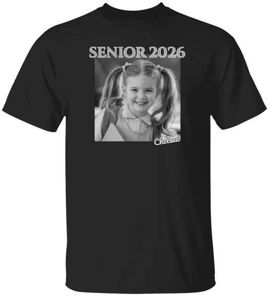 Senior 2026 Personalized B/W Photo Shirt-Unisex Heavy Cotton Tee