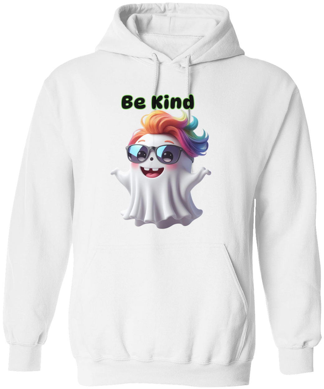 Be Kind Rainbow Ghost Hoodie  – Love, Respect & Good Vibes Unisex Heavy Blend Hooded Sweatshirt