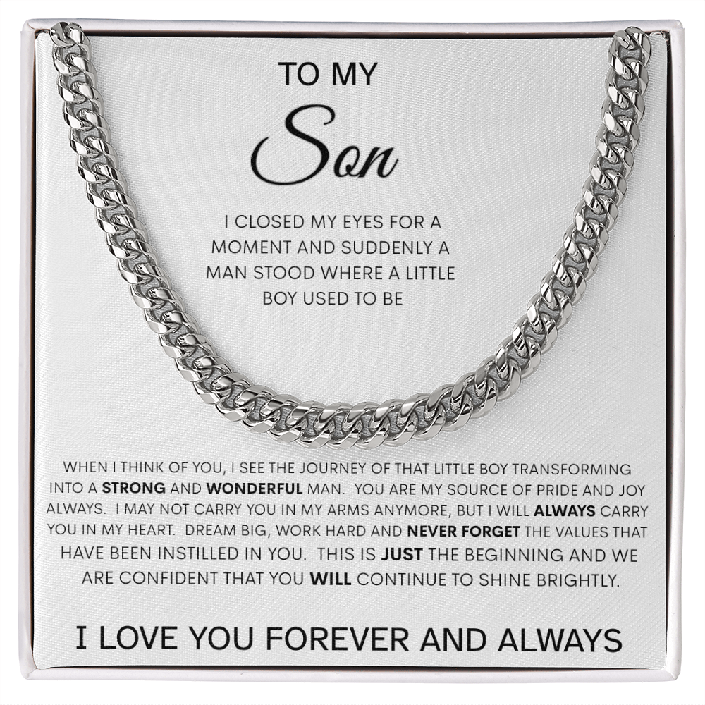 To My Son | Never Forget - Forever And Always | Cuban Necklace
