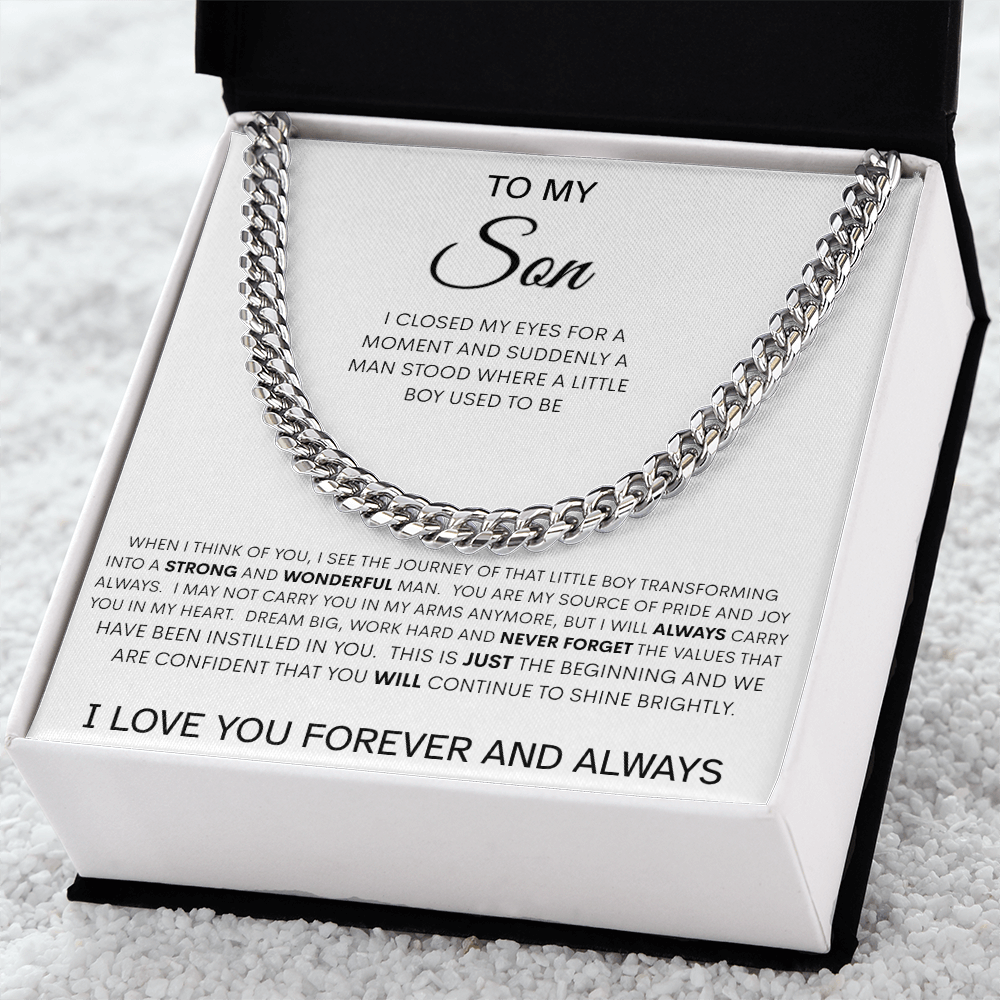 To My Son | Never Forget - Forever And Always | Cuban Necklace
