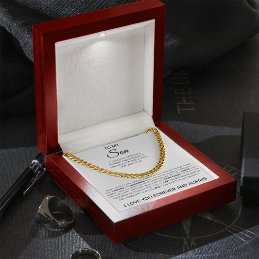 To My Son | Never Forget - Forever And Always | Cuban Necklace