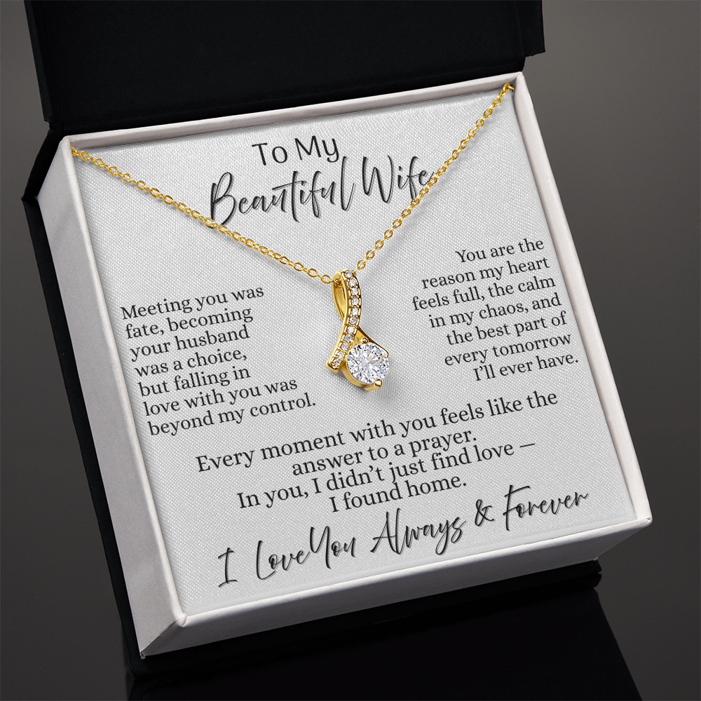 To My Beautiful Wife | Allurring Beauty Necklace - On White Card