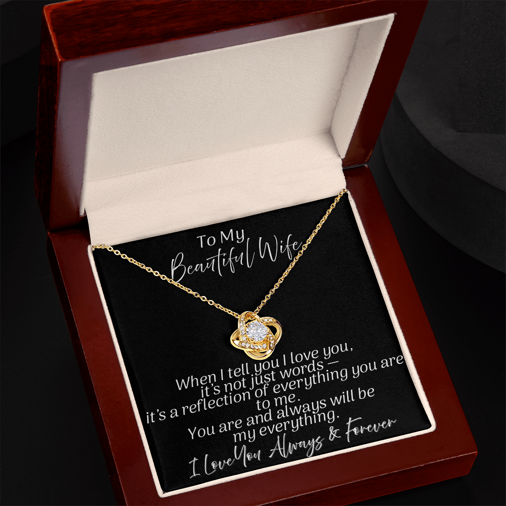 For My Beautiful Wife | My Everything | Love Knot Necklace | Black Message Card