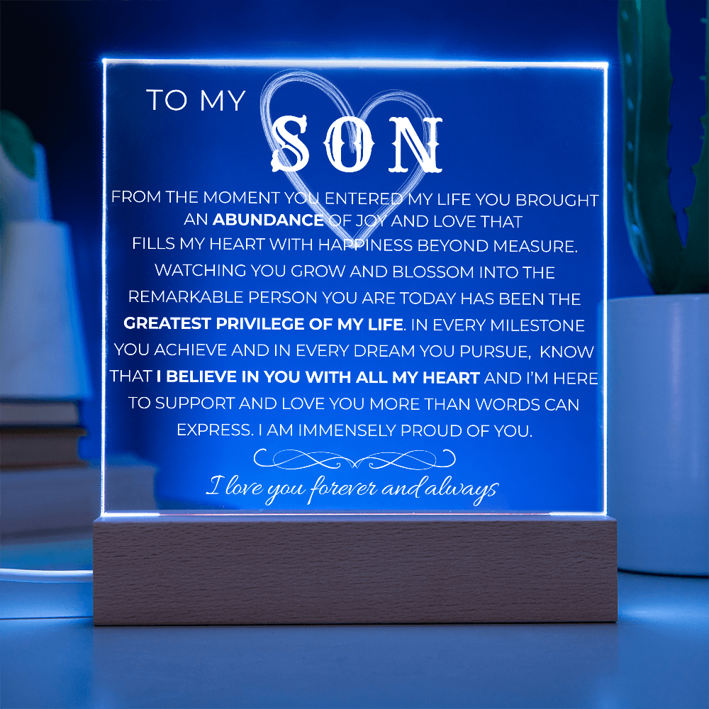 To My Son |  Greatest Privilege of My Life | Acrylic Plaque