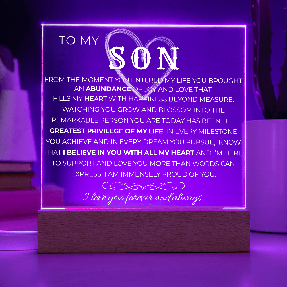To My Son |  Greatest Privilege of My Life | Acrylic Plaque