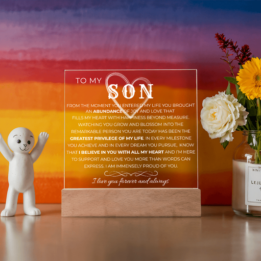 To My Son |  Greatest Privilege of My Life | Acrylic Plaque