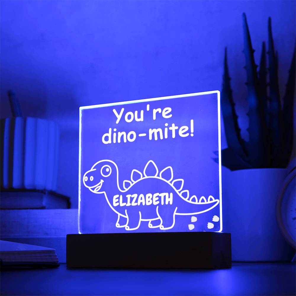 Personalized Dinosaur Night Light - Custom LED Acrylic Lamp for Kids& BIG Kids Rooms