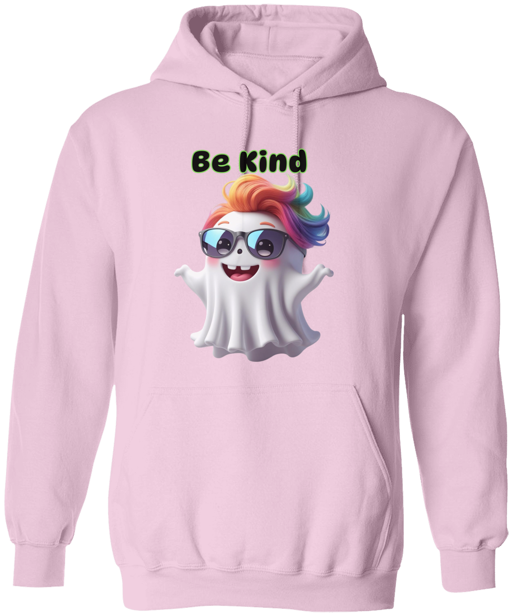 Be Kind Rainbow Ghost Hoodie  – Love, Respect & Good Vibes Unisex Heavy Blend Hooded Sweatshirt