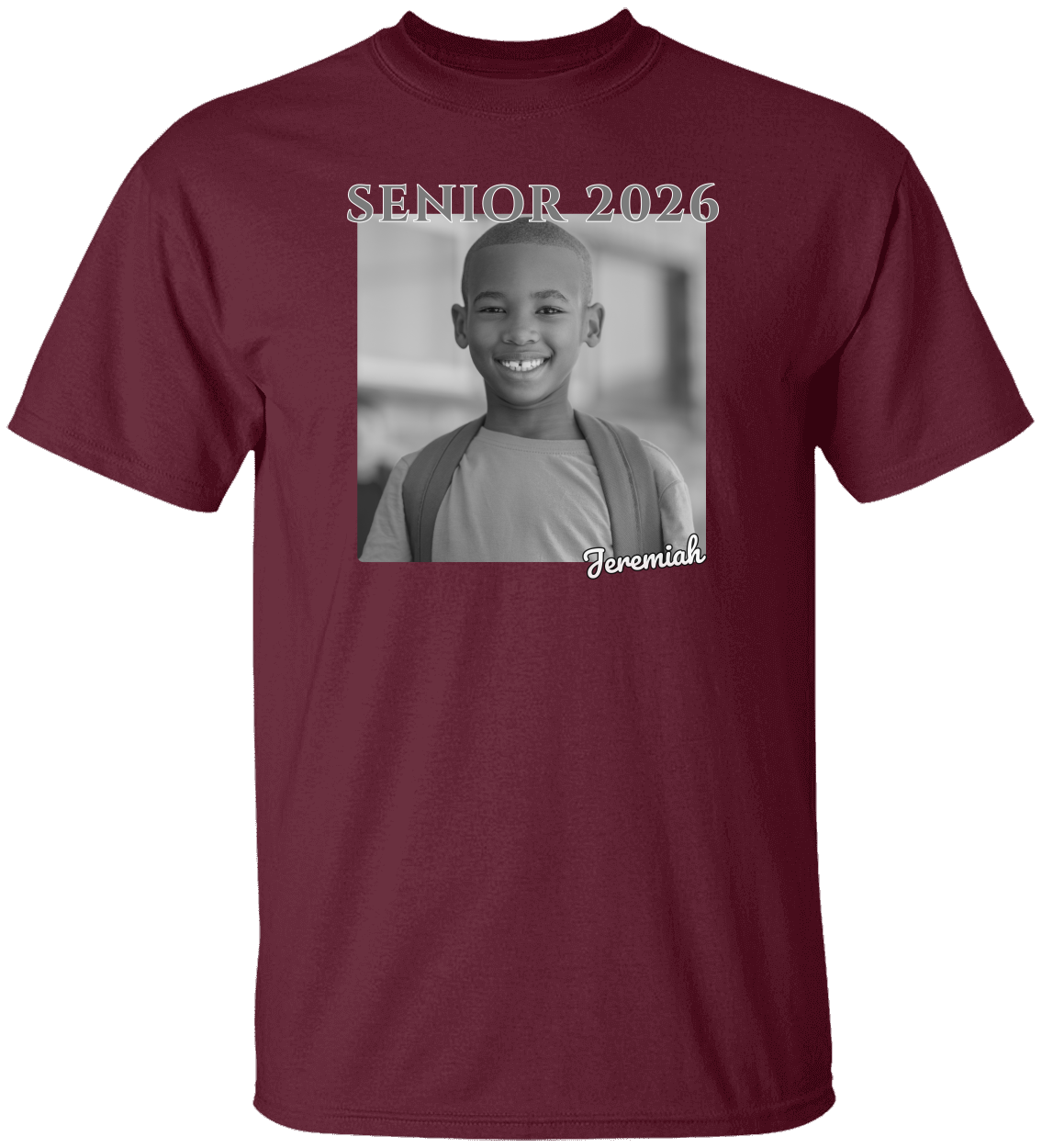 Senior 2026 Personalized B/W Photo Shirt-Unisex Heavy Cotton Tee