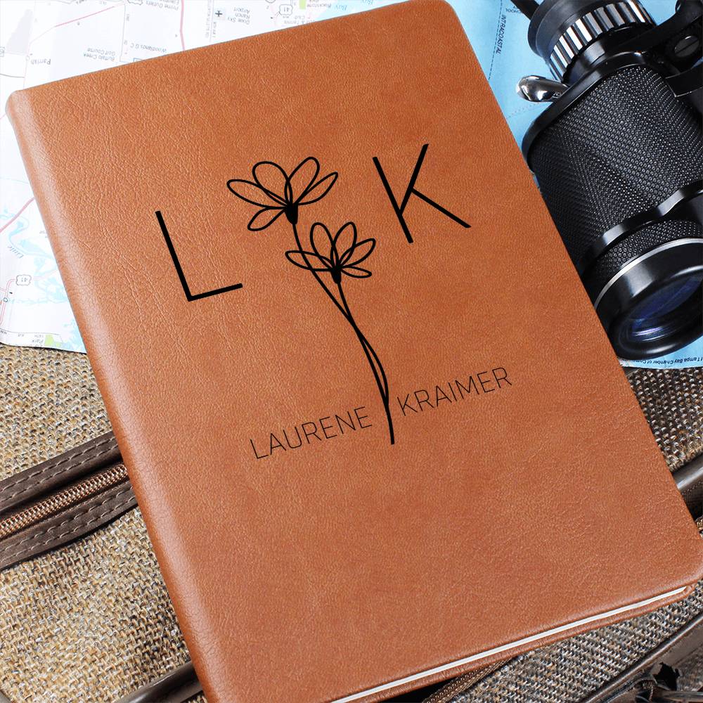 Personalized Vegan Leather Monogram & Name Journal with Design
