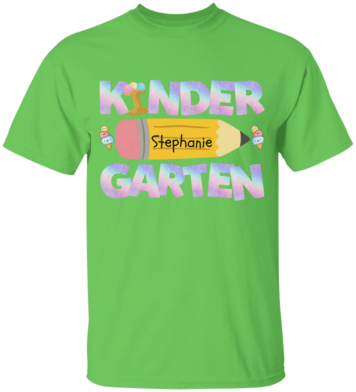 Personalized Kindergarten Tshirt |Ice Cream with Pastel Letters Design | T-Shirt-2