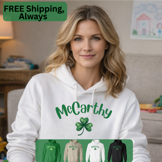 Personalized Name with Shamrock - Unisex Heavy Hooded Sweatshirt