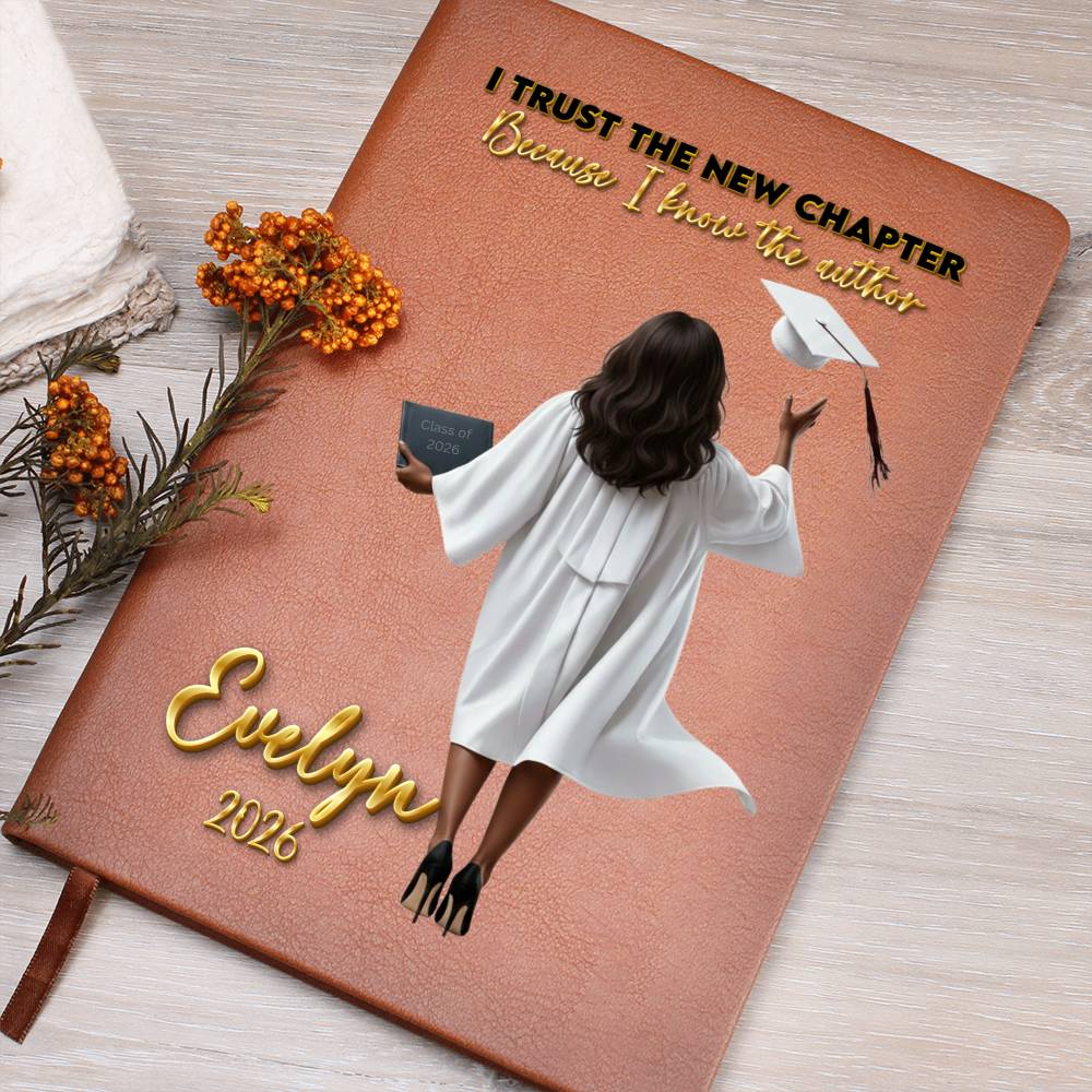 Personalized Vegan Leather Journal - Class of 2026 - I Trust the New Chapter - High School & College Graduation Gift