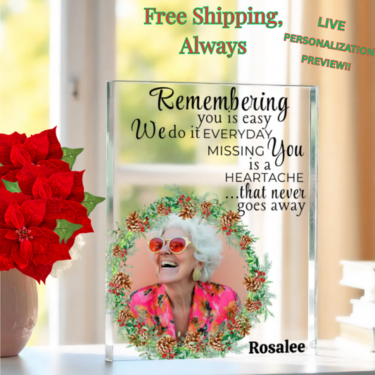 Personalized Christmas Memorial Photo Acrylic Block 5.25" x 7" Holiday Remembrance Gift