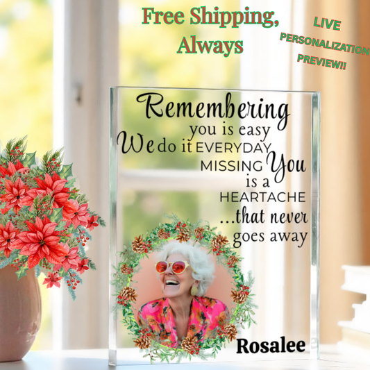 Personalized Christmas Memorial Photo Acrylic Block 5.25" x 7" Holiday Remembrance Gift
