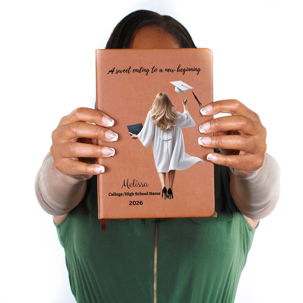 Personalized Vegan Leather Journal - Class of 2026 - A Sweet Ending - High School & College Graduation Gift.