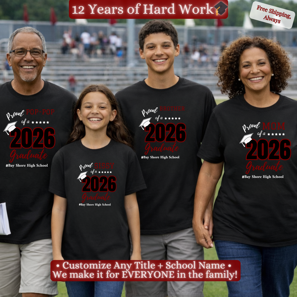 Proud Family 2026 Graduate Shirt | Personalized | Maroon OR White Cap | Unisex