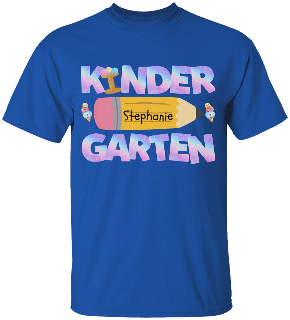 Personalized Kindergarten Tshirt |Ice Cream with Pastel Letters Design | T-Shirt-2
