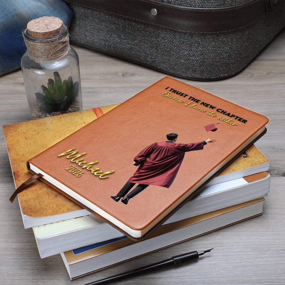 Personalized Vegan Leather Journal - Class of 2026 - I Trust the New Chapter - High School & College Graduation Gift