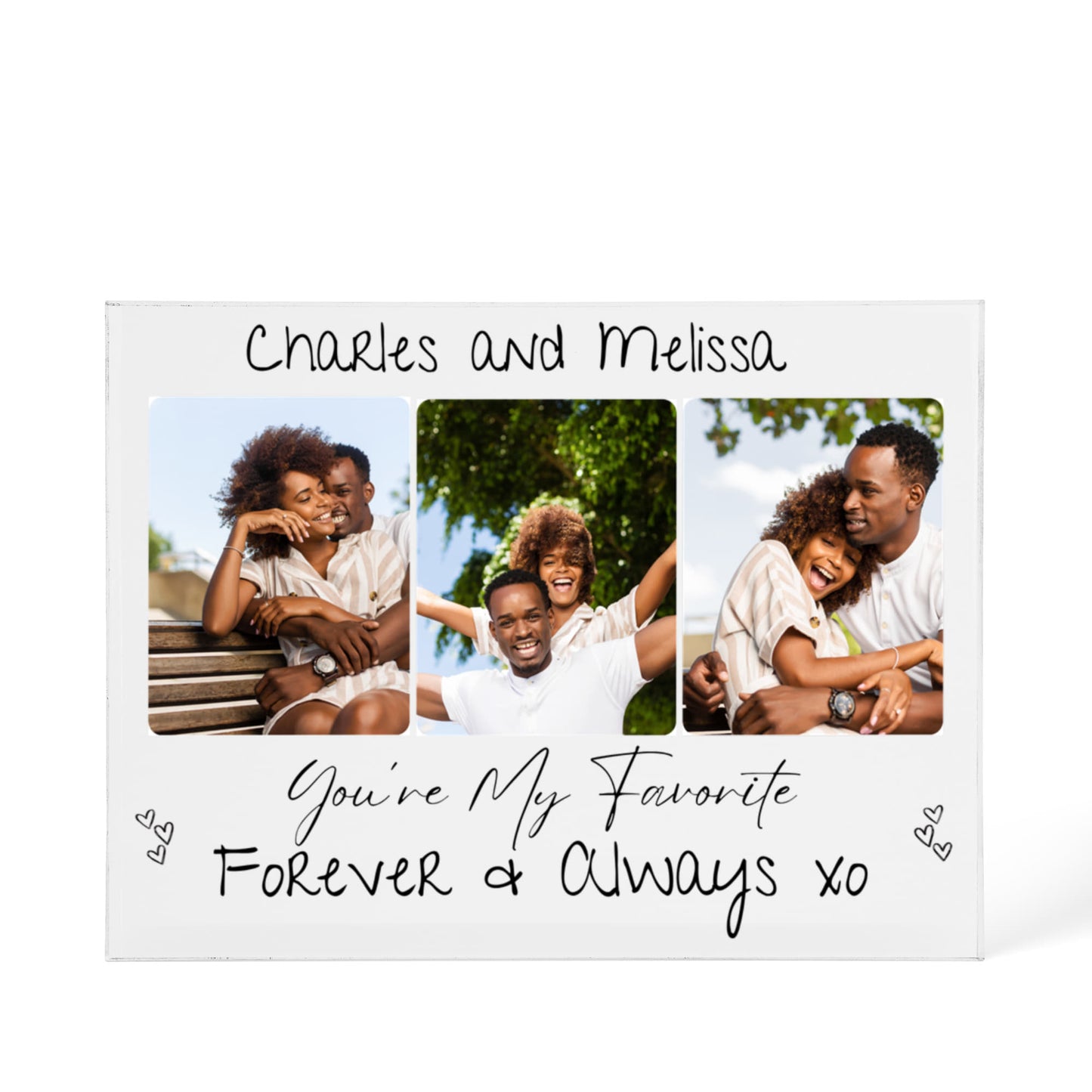 Custom Acrylic Block  - My Favorite Forever - With 3 Photos - Personalized Gift 7x5.25