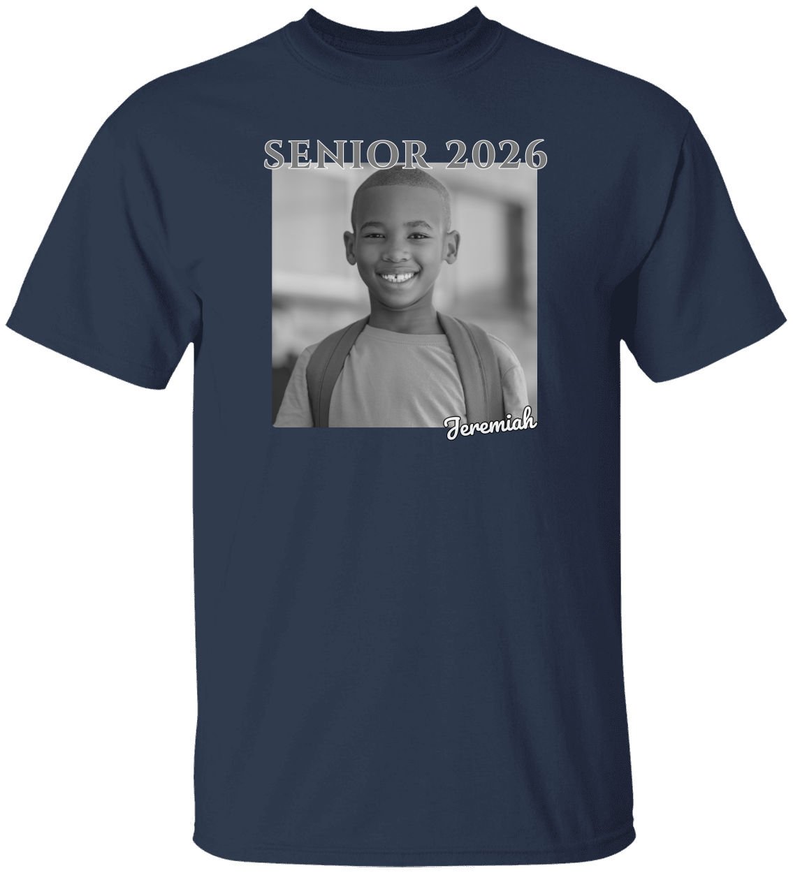 Senior 2026 Personalized B/W Photo Shirt-Unisex Heavy Cotton Tee