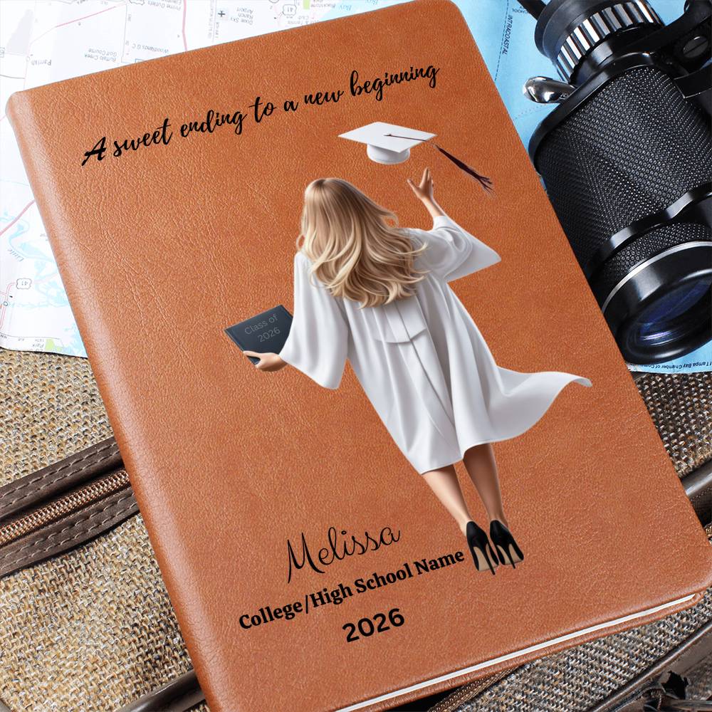 Personalized Vegan Leather Journal - Class of 2026 - A Sweet Ending - High School & College Graduation Gift.