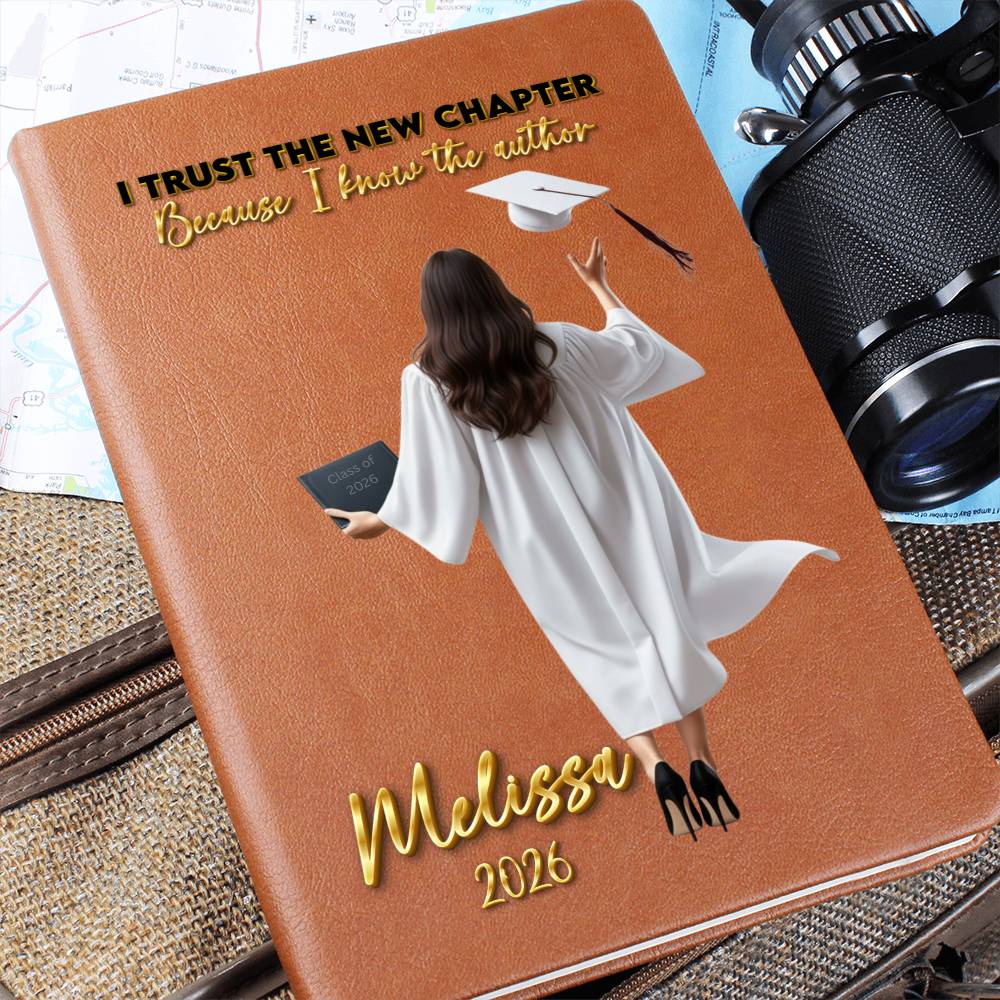 Personalized Vegan Leather Journal - Class of 2026 - I Trust the New Chapter - High School & College Graduation Gift