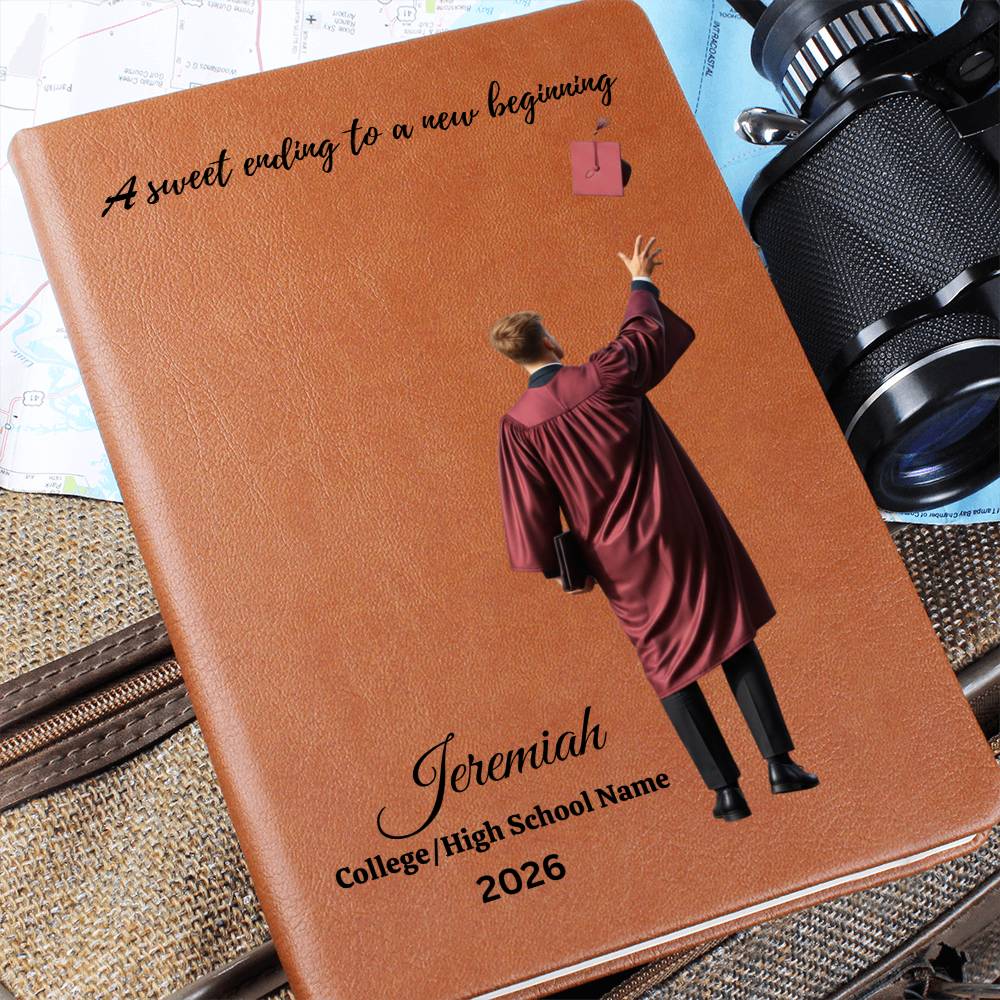 Personalized Vegan Leather Journal - Class of 2026 - A Sweet Ending - High School & College Graduation Gift.