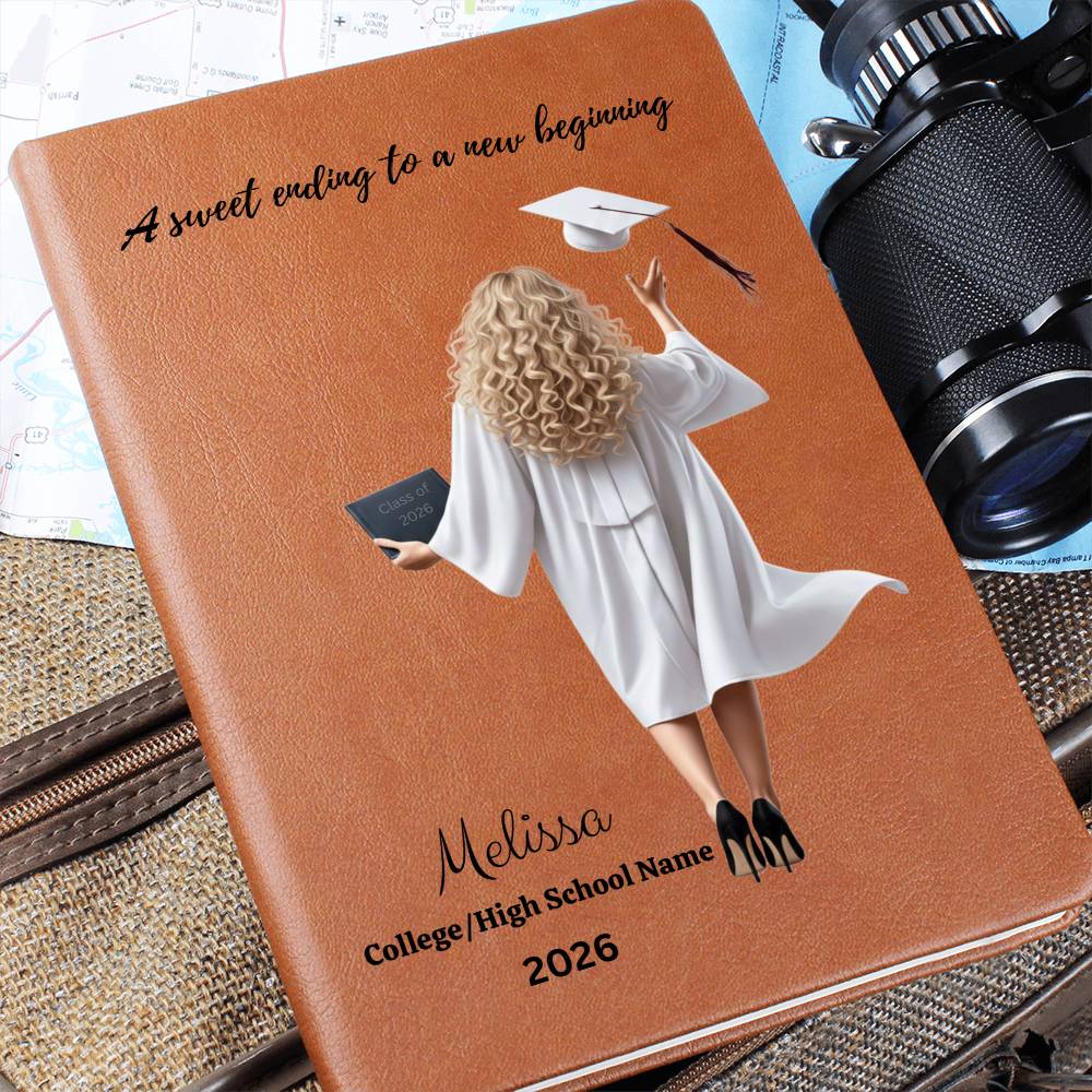 Personalized Vegan Leather Journal - Class of 2026 - A Sweet Ending - High School & College Graduation Gift.