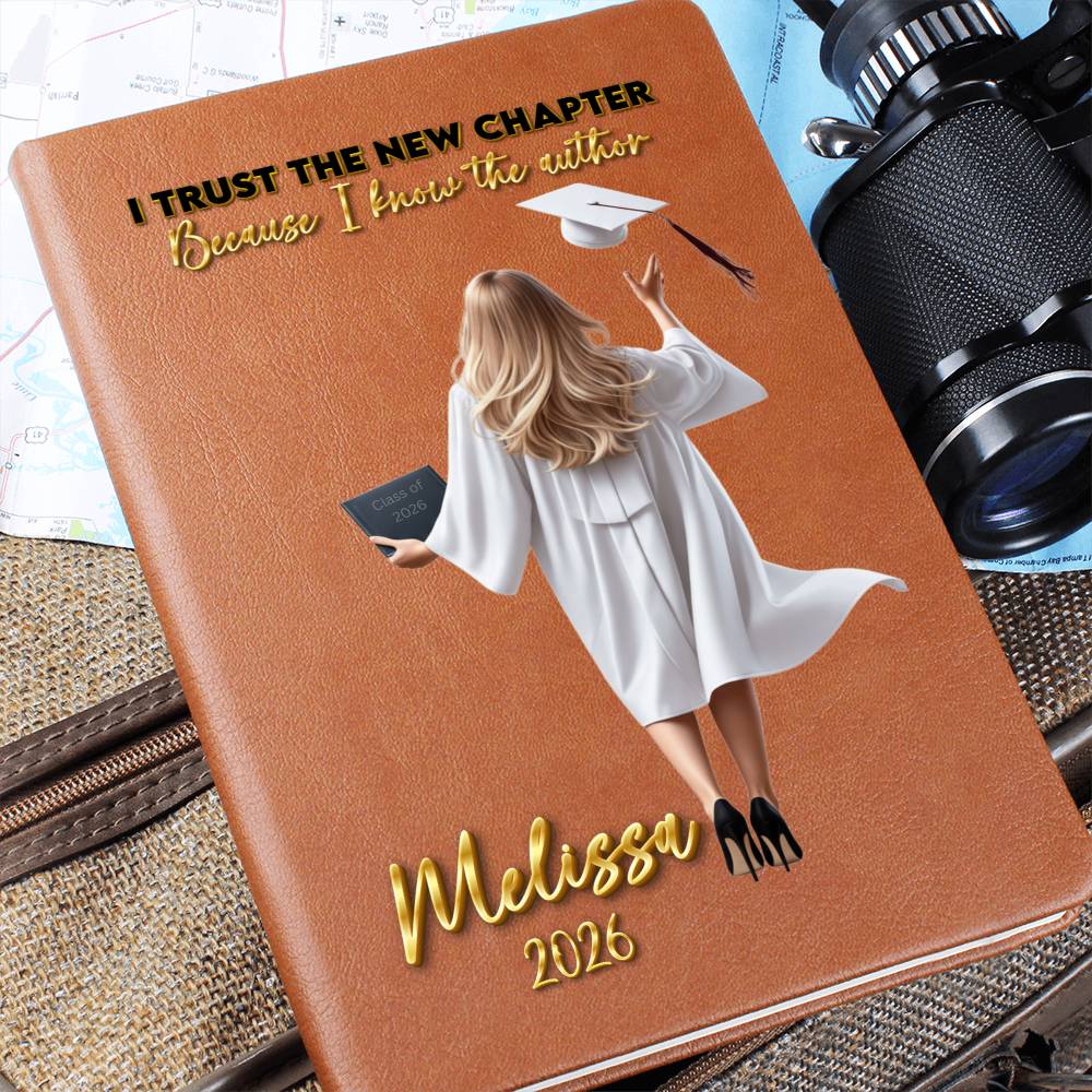 Personalized Vegan Leather Journal - Class of 2026 - I Trust the New Chapter - High School & College Graduation Gift