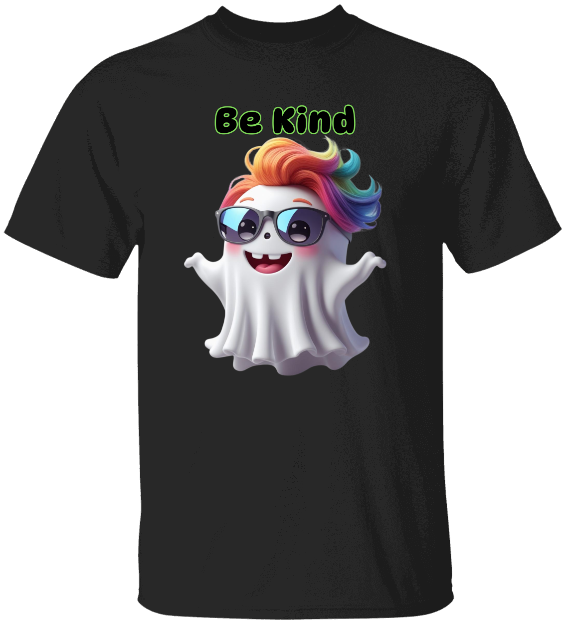 Be Kind Rainbow Ghost Tee – Love, Respect & Good Vibes Unisex Heavy Cotton Tee