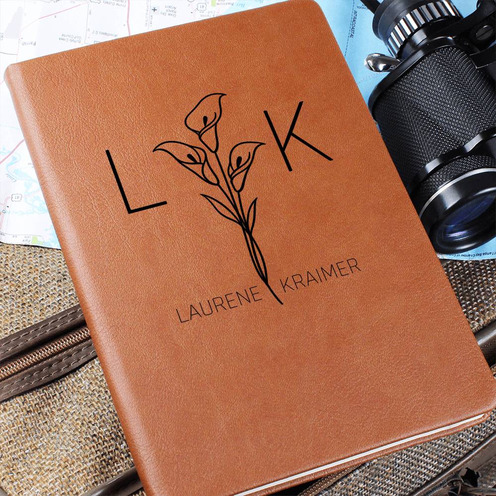 Personalized Vegan Leather Monogram & Name Journal with Design