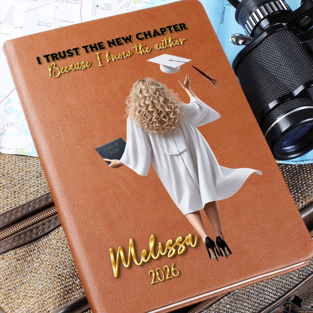 Personalized Vegan Leather Journal - Class of 2026 - I Trust the New Chapter - High School & College Graduation Gift
