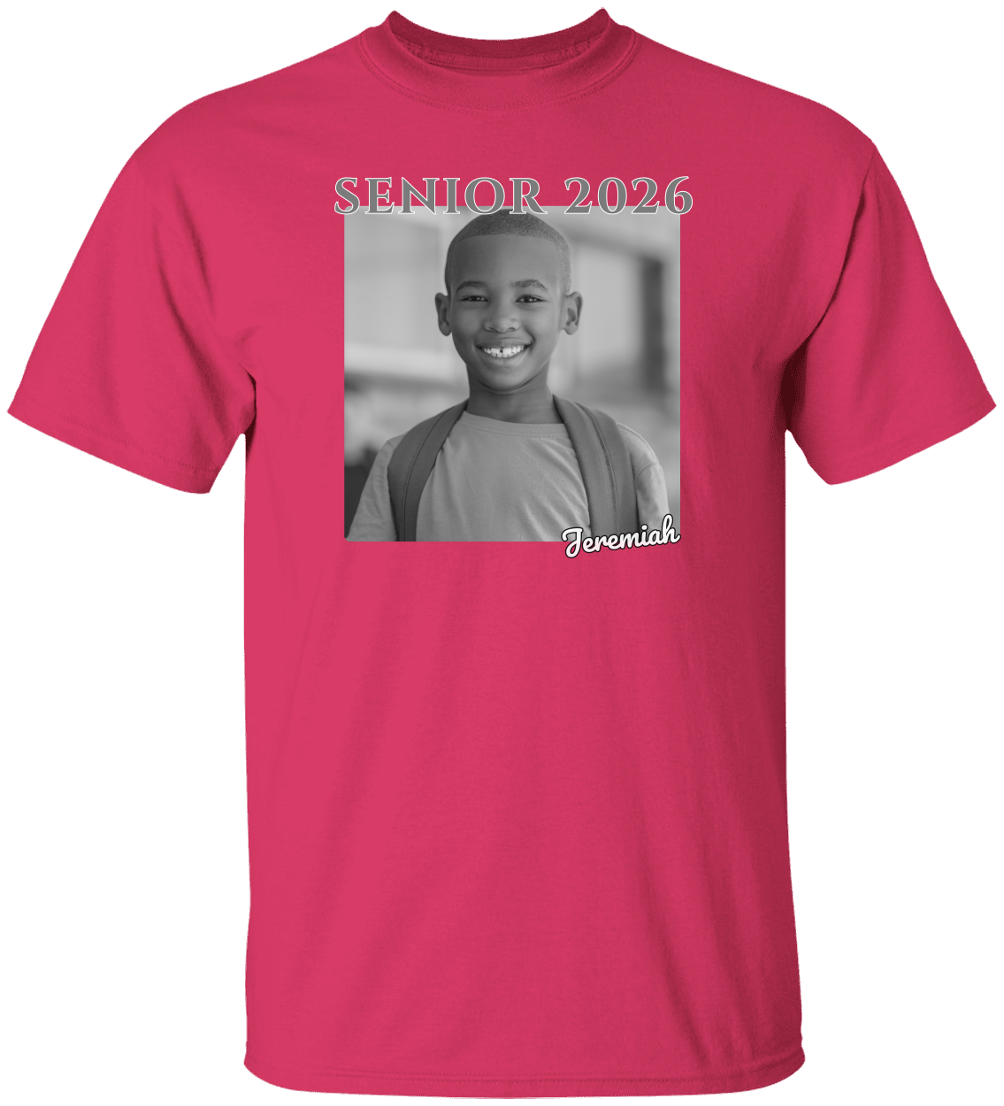 Senior 2026 Personalized B/W Photo Shirt-Unisex Heavy Cotton Tee