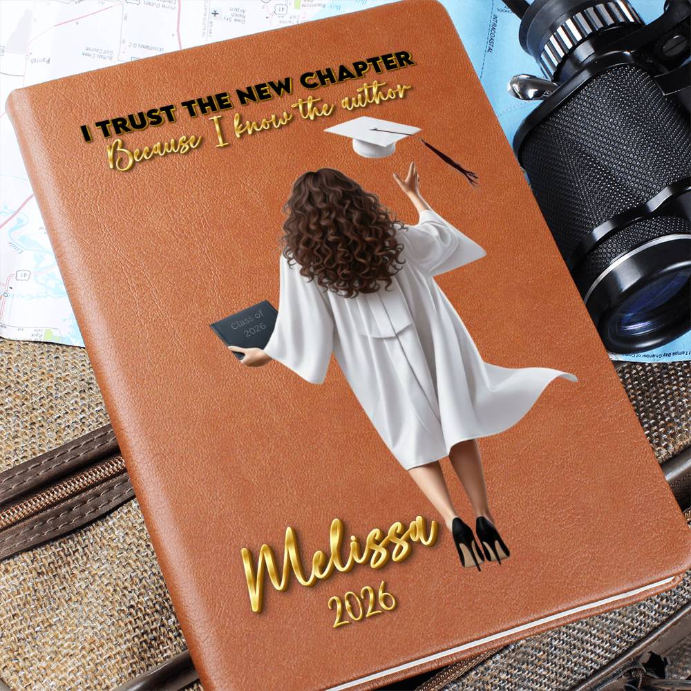 Personalized Vegan Leather Journal - Class of 2026 - I Trust the New Chapter - High School & College Graduation Gift