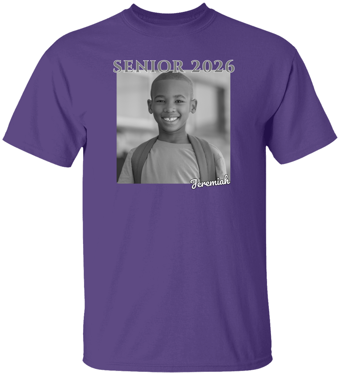 Senior 2026 Personalized B/W Photo Shirt-Unisex Heavy Cotton Tee