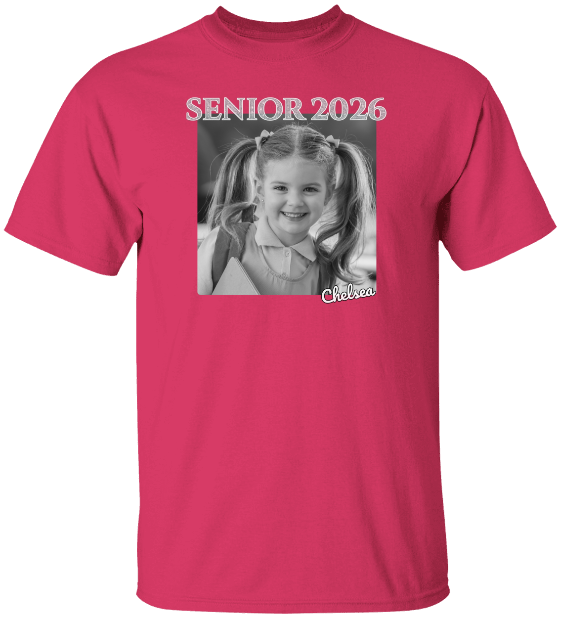 Senior 2026 Personalized B/W Photo Shirt-Unisex Heavy Cotton Tee