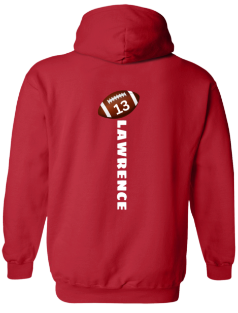 Personalized Football Mom Hoodie (White Font) - Custom Team Name & Player Number