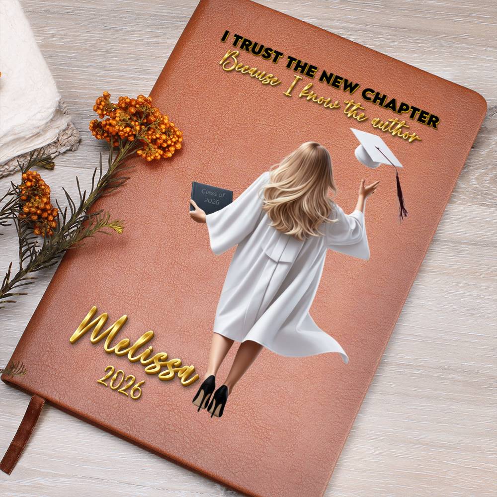 Personalized Vegan Leather Journal - Class of 2026 - I Trust the New Chapter - High School & College Graduation Gift