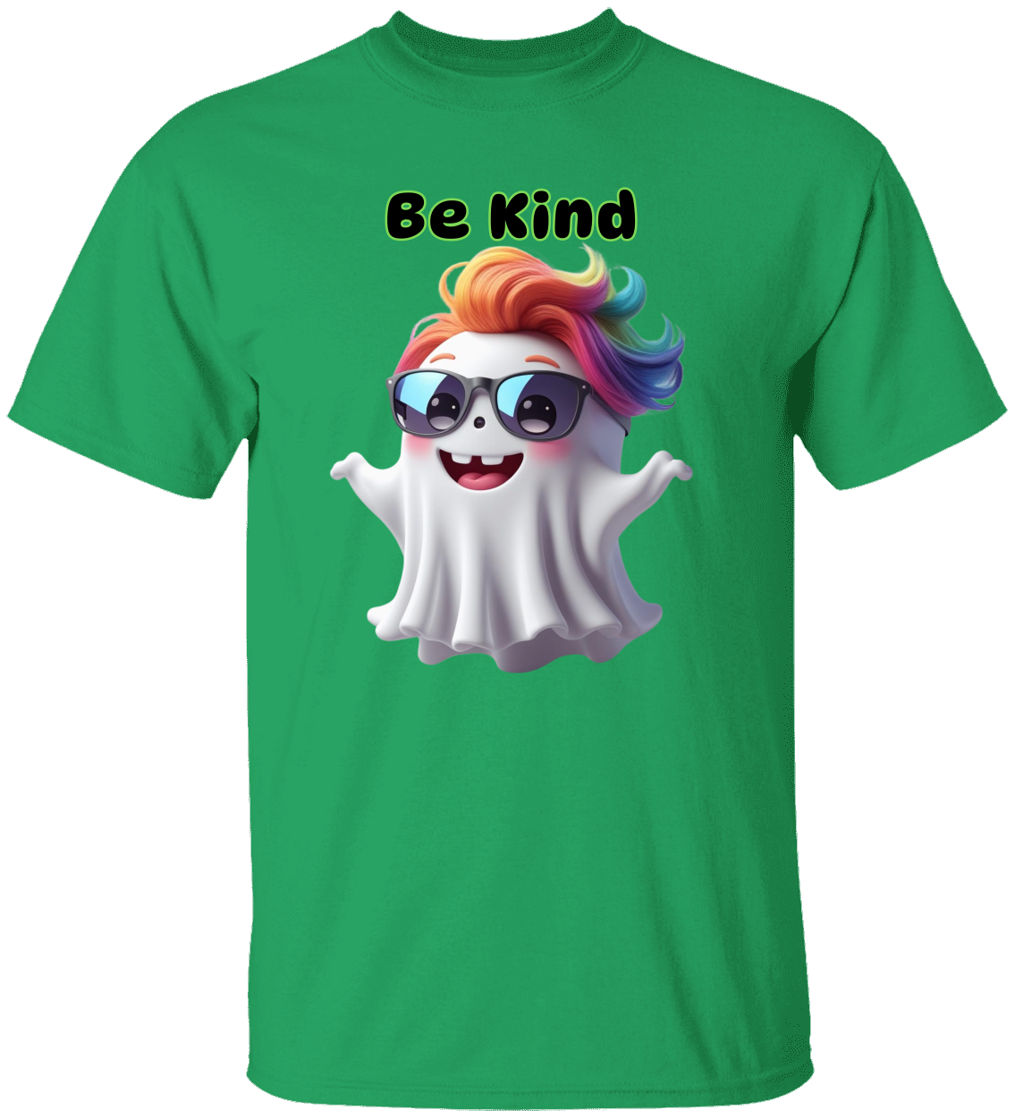 Be Kind Rainbow Ghost Tee – Love, Respect & Good Vibes Unisex Heavy Cotton Tee