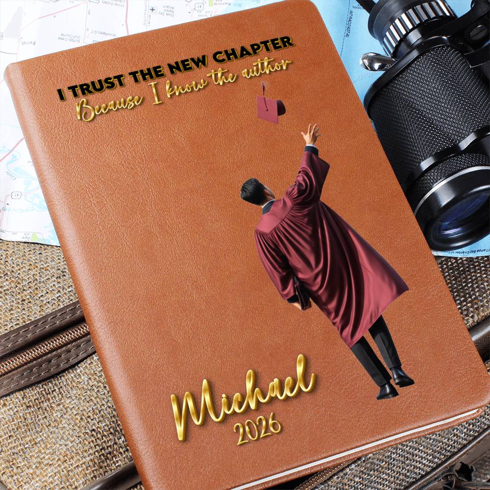 Personalized Vegan Leather Journal - Class of 2026 - I Trust the New Chapter - High School & College Graduation Gift