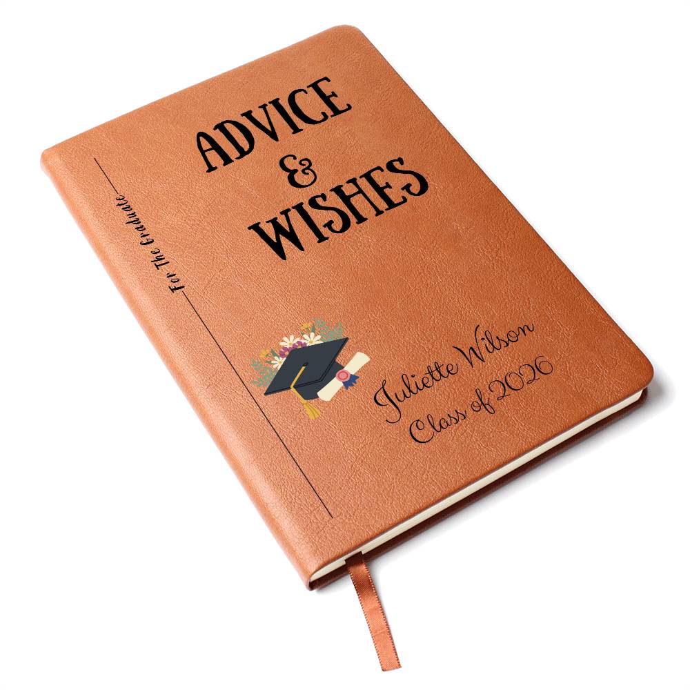 Personalized Vegan Leather Graduate Advice & Wishes  Journal – Class of 2026 Keepsake