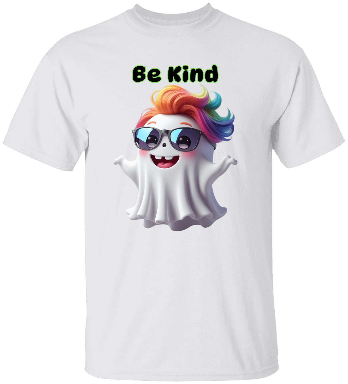 Be Kind Rainbow Ghost Tee – Love, Respect & Good Vibes Unisex Heavy Cotton Tee