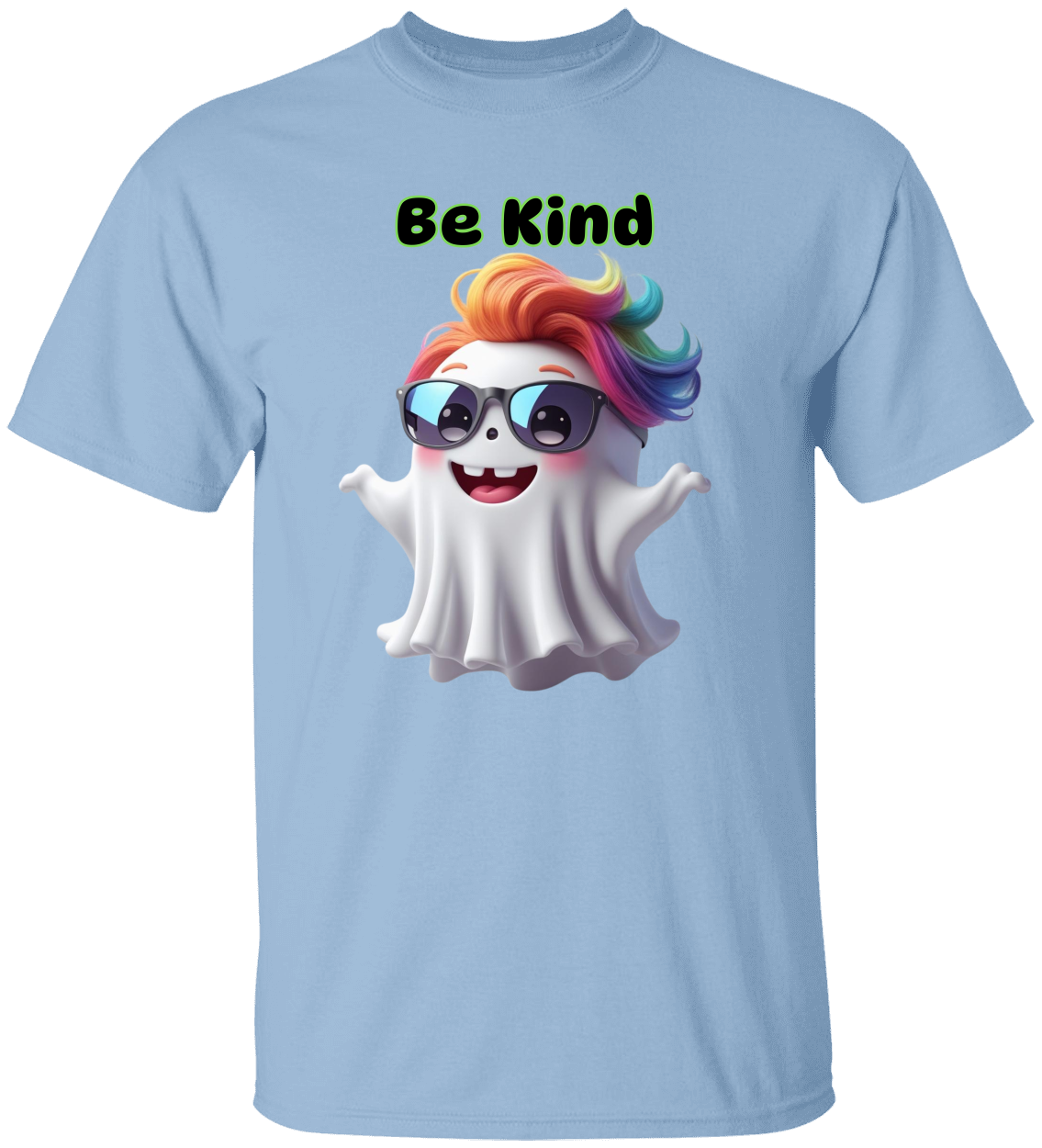 Be Kind Rainbow Ghost Tee – Love, Respect & Good Vibes Unisex Heavy Cotton Tee